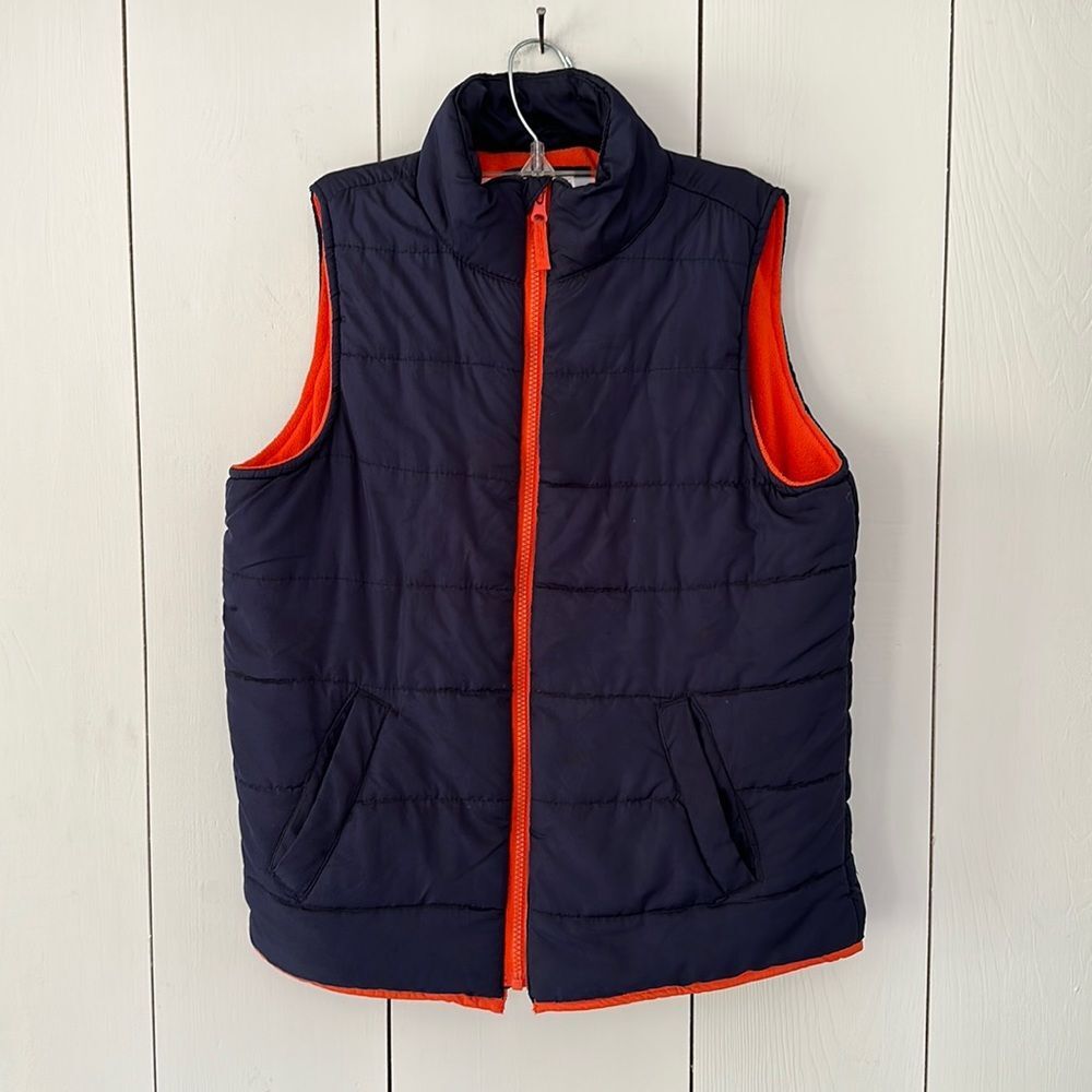 Children's Place Puffer Vest Blue Orange Kids L (10-12)